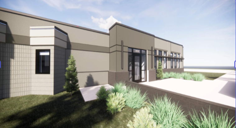 rendering of the front entrance to the Police South Substation